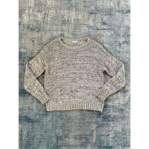 Aritzia Talula Gray Cream Marled Knit Scoop Neck Sweater Large
